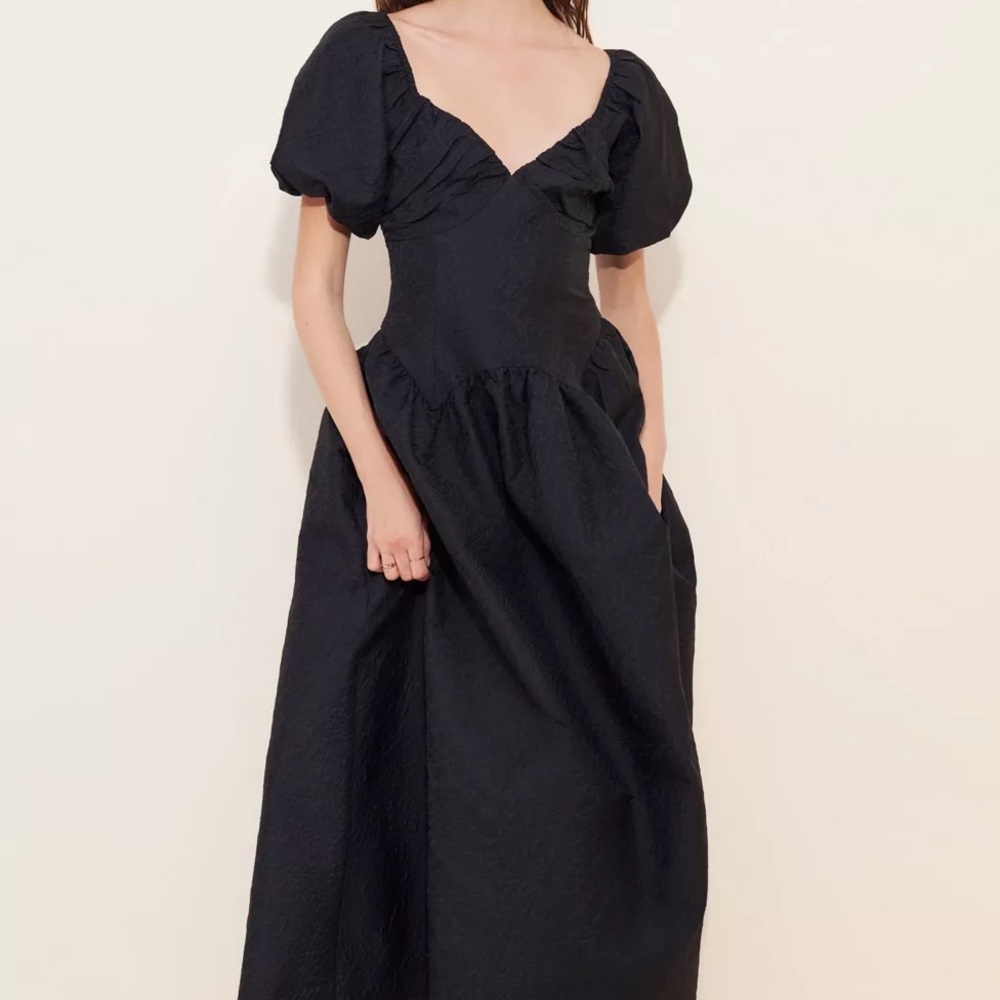 Urban Outfitters Black Puff Sleeve Maxi Dress